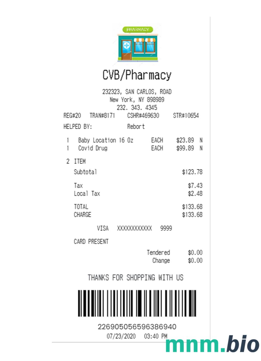 CVB Pharmacy szablon paragonu
